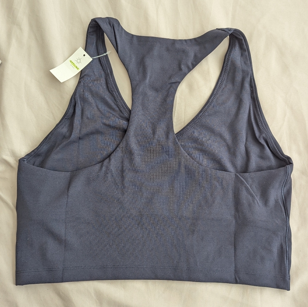 NWT Aerie Offline Real Me Racerback Sports Bra Steel Blue Large - Picture 3 of 6